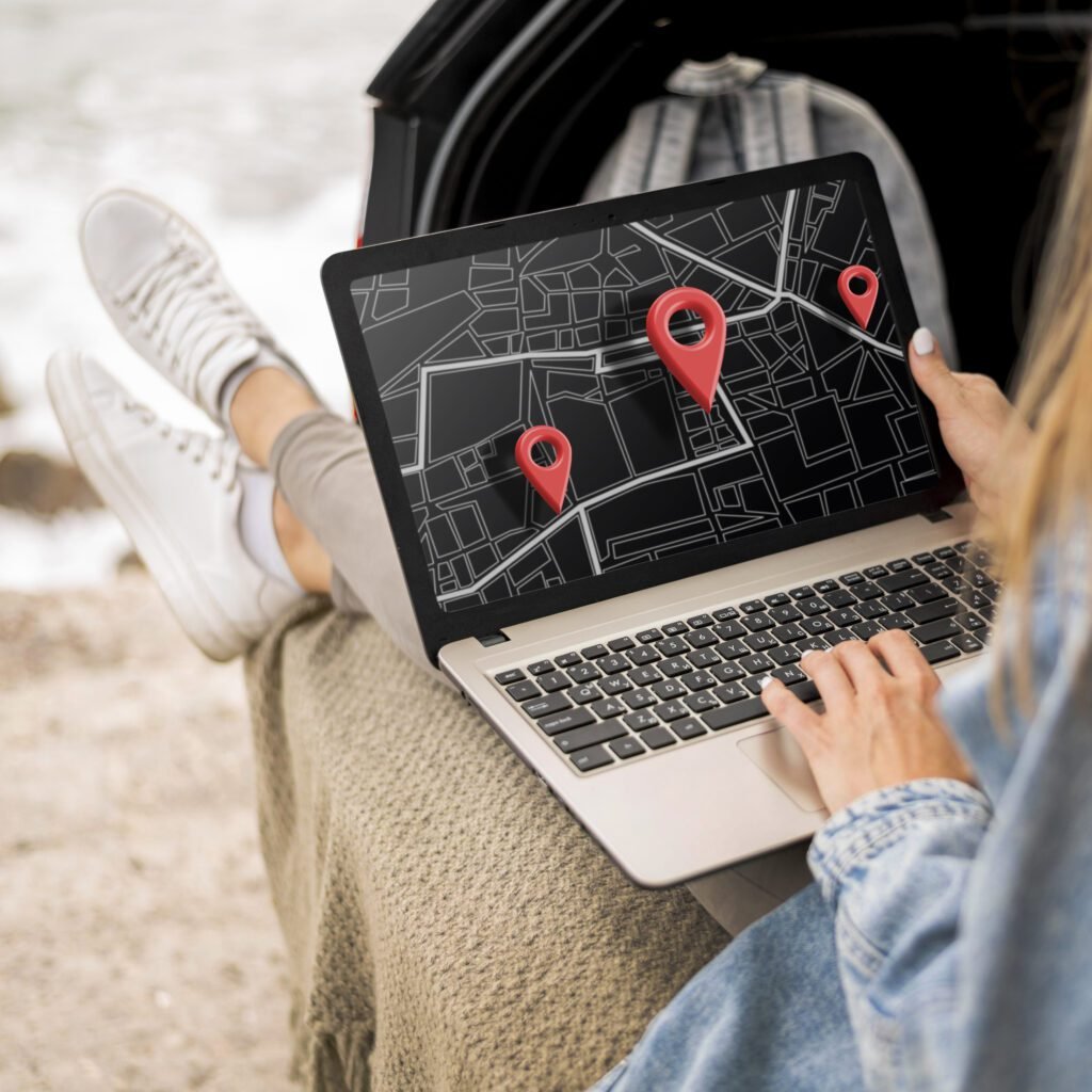 Google Maps business listing on laptop screen